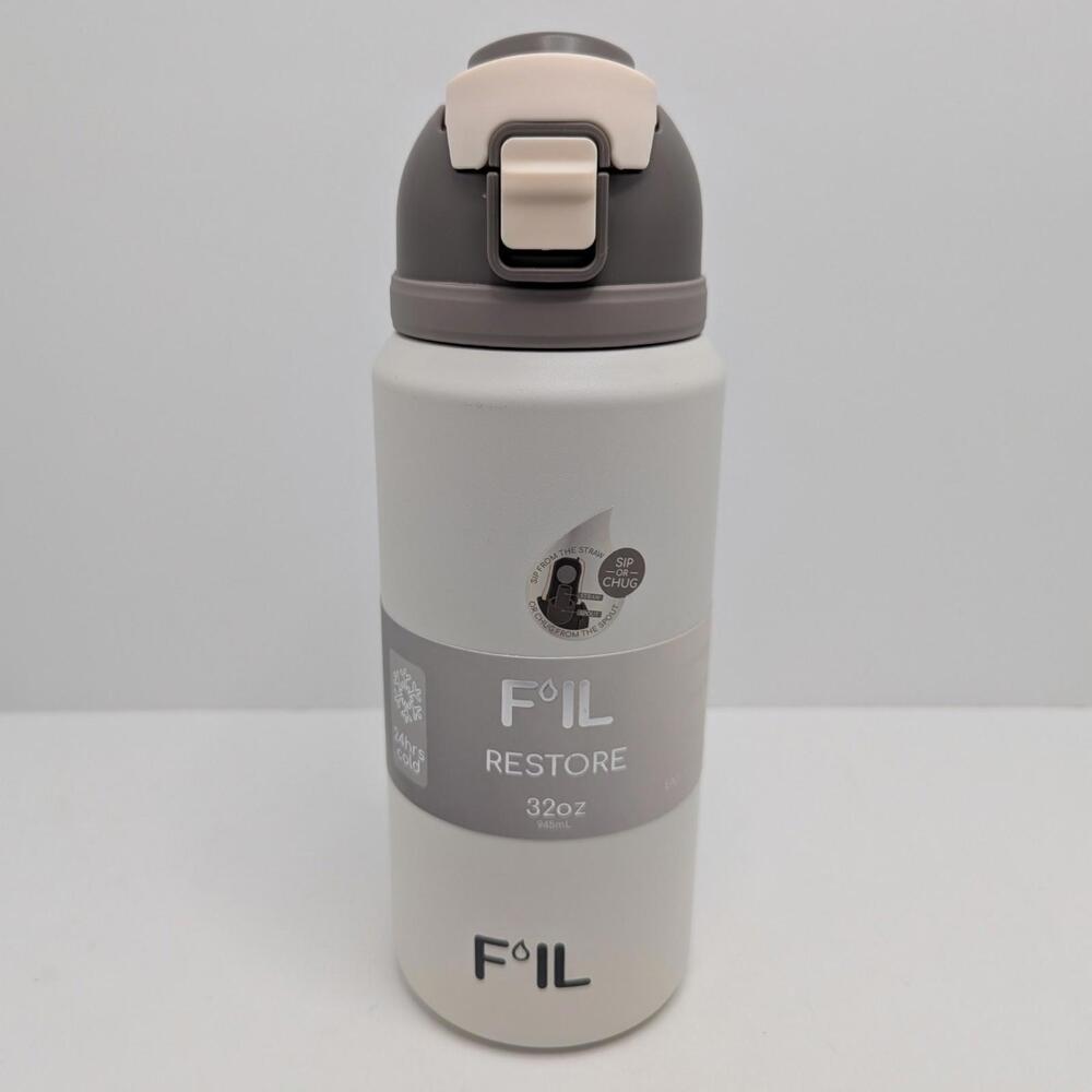 F’IL Restore 32oz Stainless Steel Water Bottle With Straw Chug Lid Brown & Cream